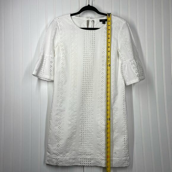 J. Crew Women's White Short Sleeve Crew Neck Lace Dress Size 0 - Picture 7 of 8